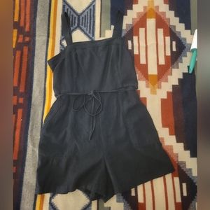 Waist Defined Linen-Blend Utility Romper